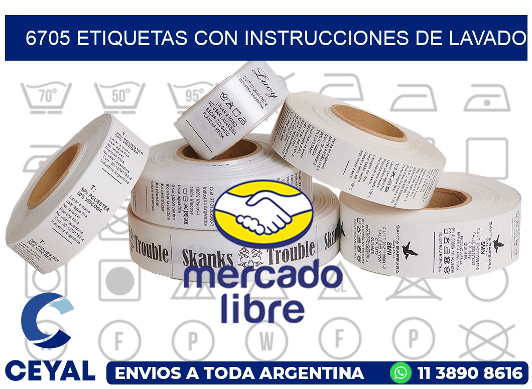 6705 Etiquetas con instrucciones de lavado