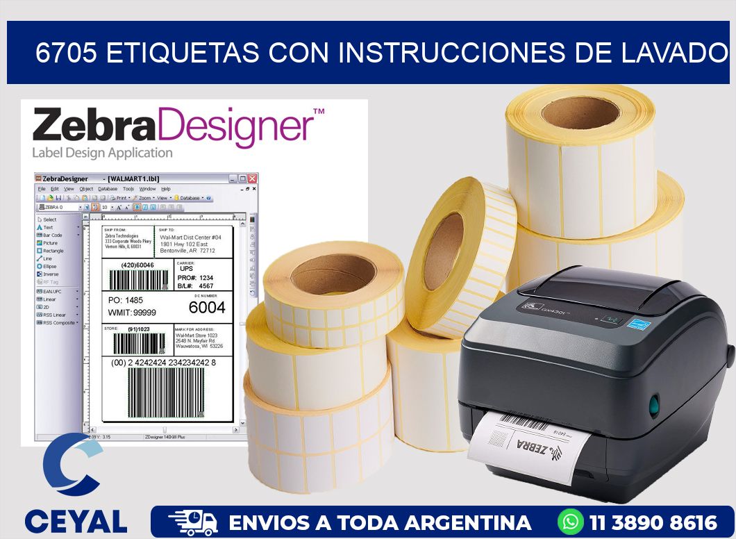 6705 Etiquetas con instrucciones de lavado