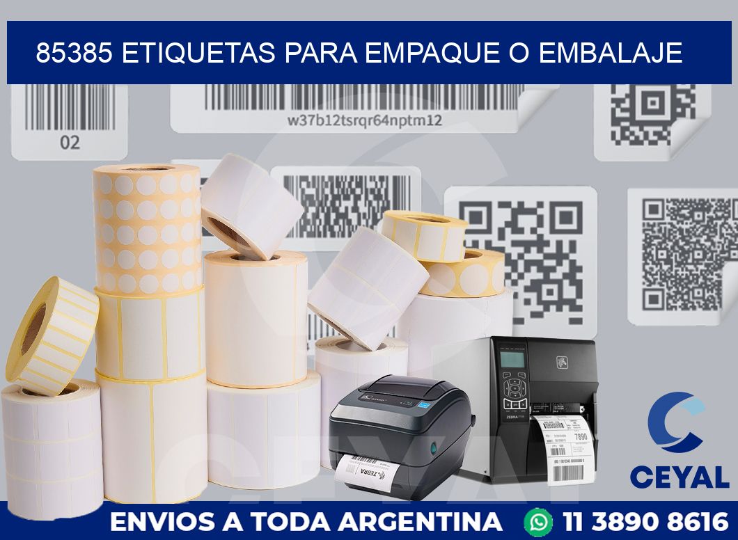 85385 Etiquetas para empaque o embalaje