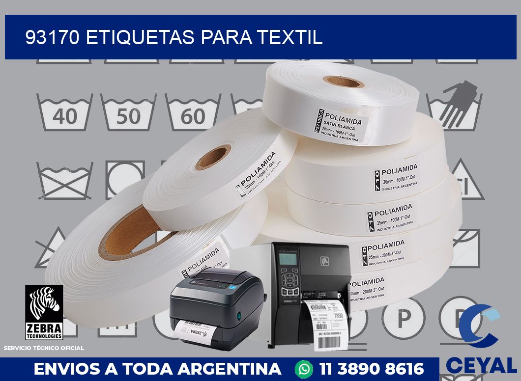 93170 etiquetas para textil