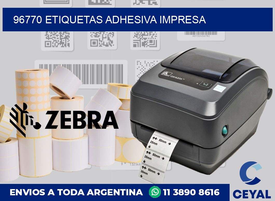 96770 etiquetas adhesiva impresa