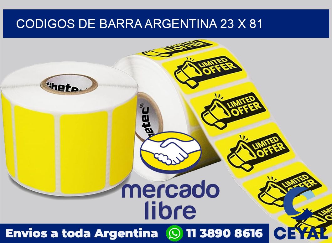 Codigos de barra Argentina 23 x 81