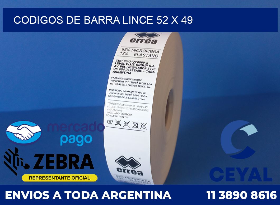 Codigos de barra Lince 52 x 49