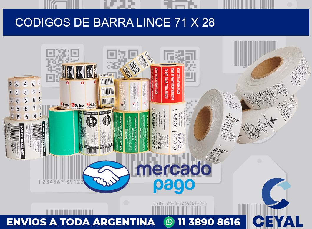 Codigos de barra Lince 71 x 28