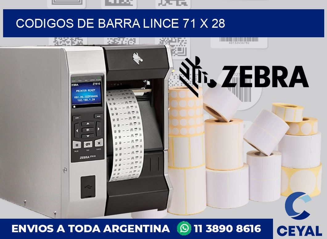 Codigos de barra Lince 71 x 28