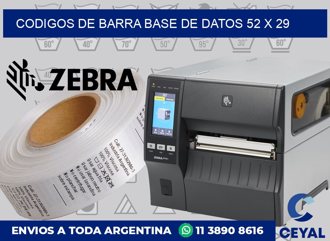 Codigos de barra base de datos 52 x 29