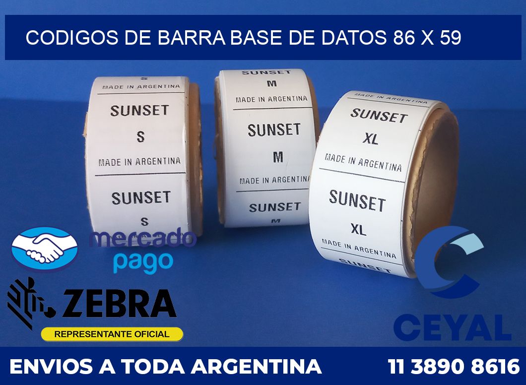 Codigos de barra base de datos 86 x 59