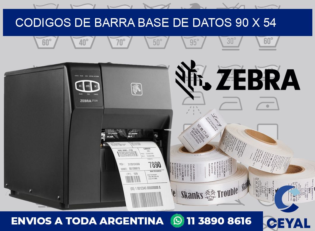 Codigos de barra base de datos 90 x 54