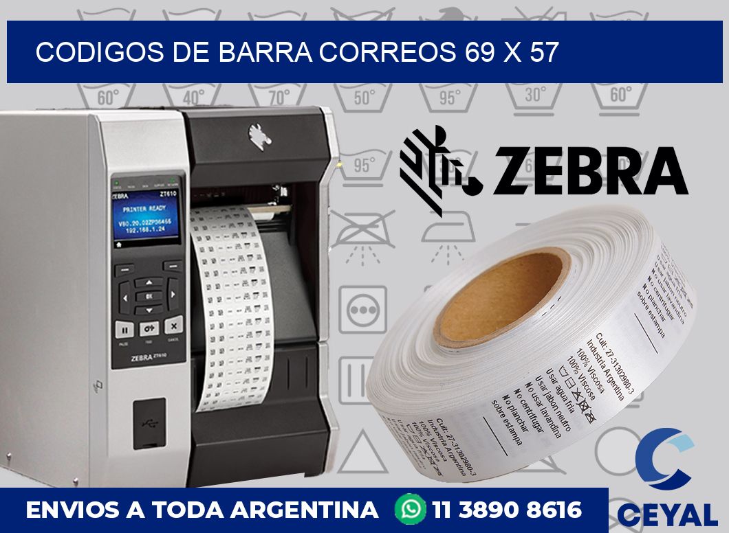 Codigos de barra correos 69 x 57