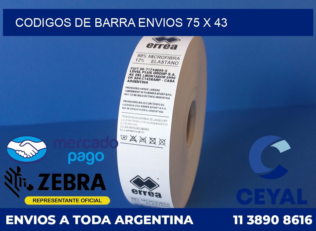 Codigos de barra envios 75 x 43