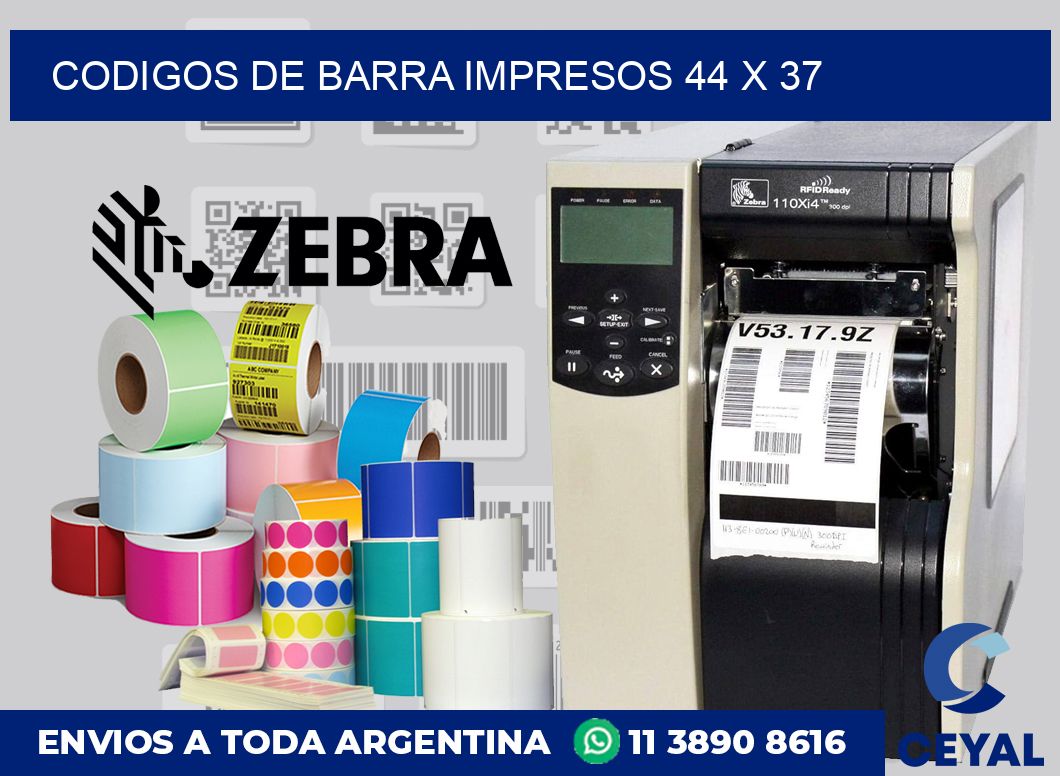 Codigos de barra impresos 44 x 37