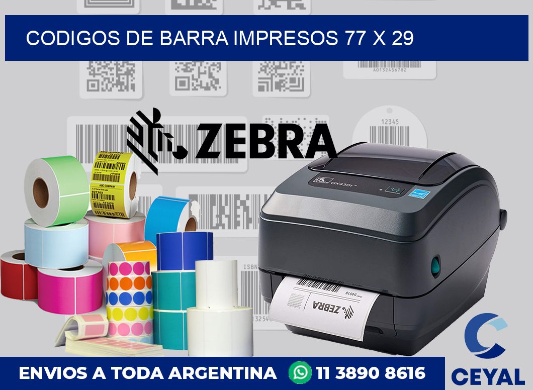 Codigos de barra impresos 77 x 29