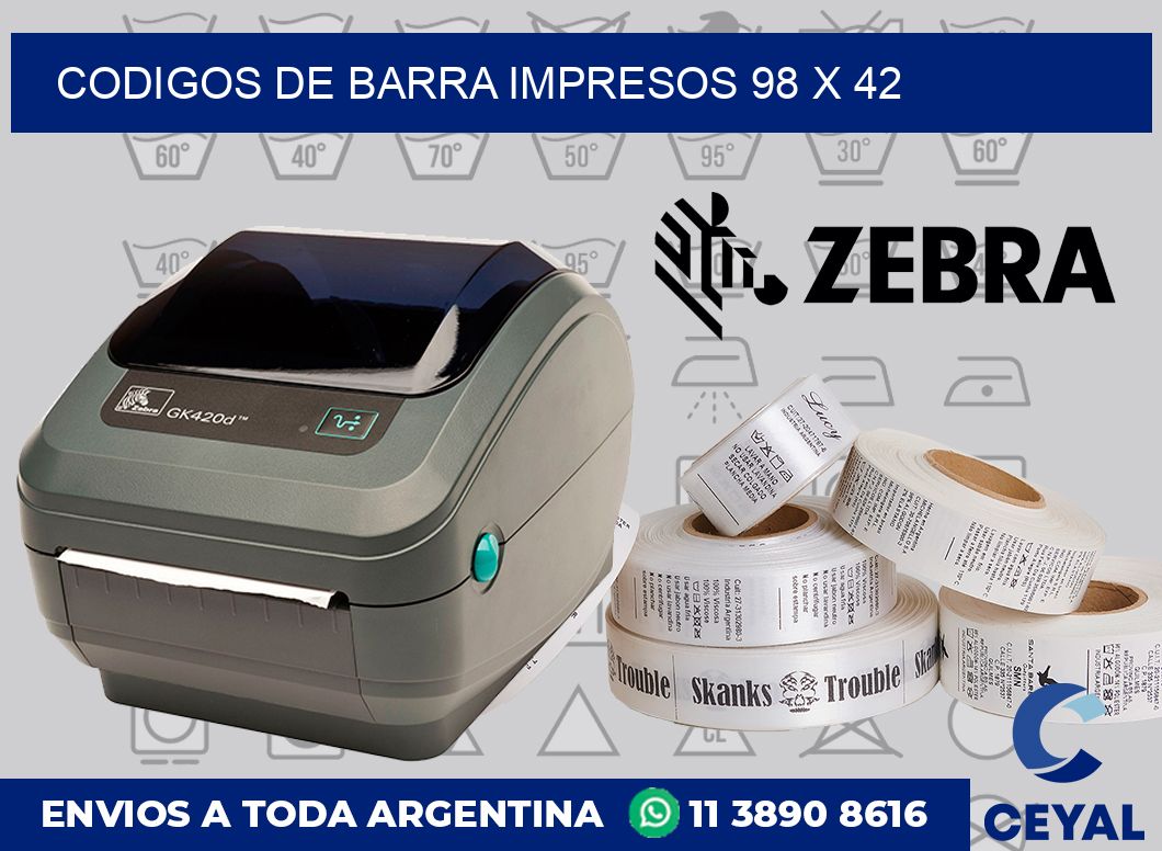 Codigos de barra impresos 98 x 42