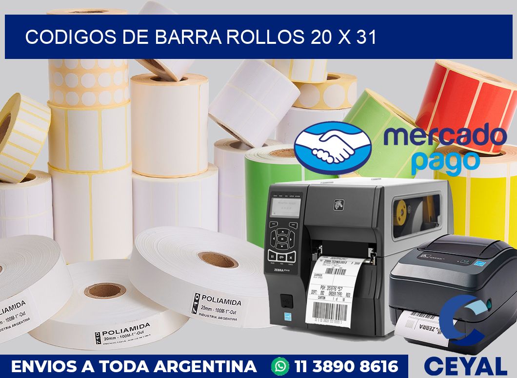 Codigos de barra rollos 20 x 31