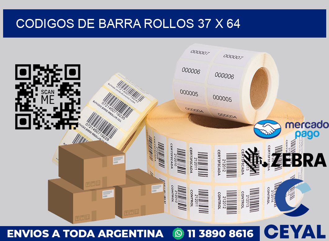 Codigos de barra rollos 37 x 64