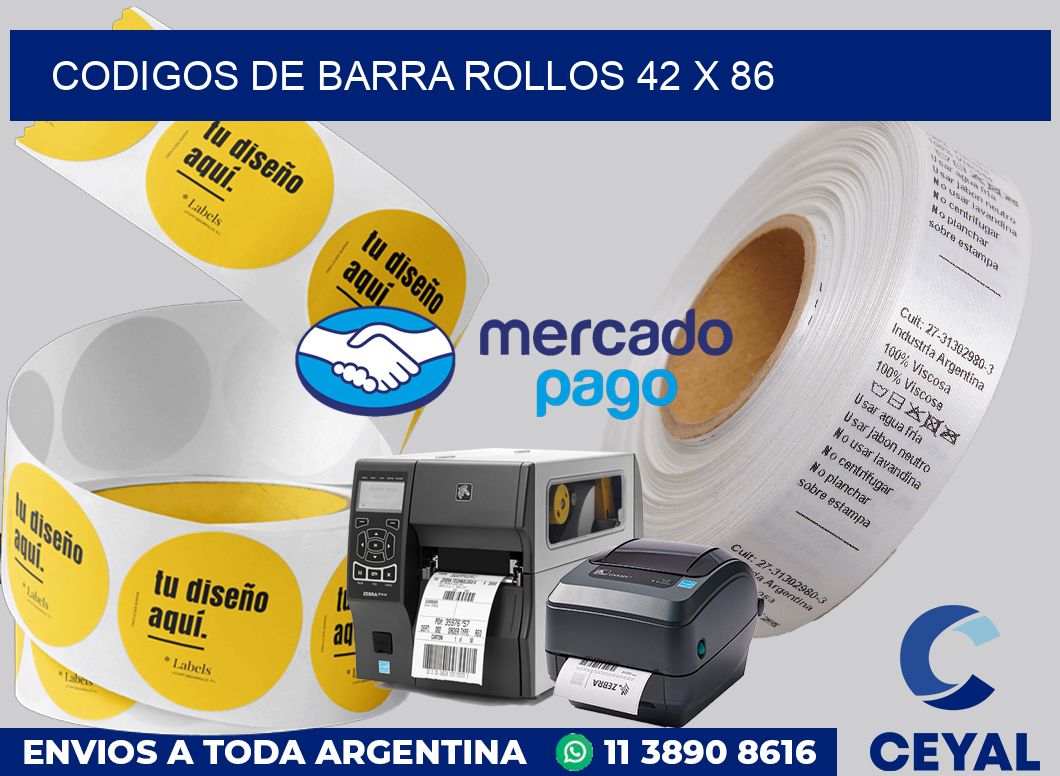 Codigos de barra rollos 42 x 86