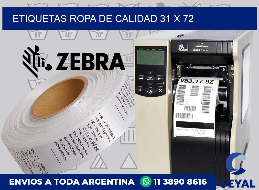 Etiquetas ropa de calidad 31 x 72