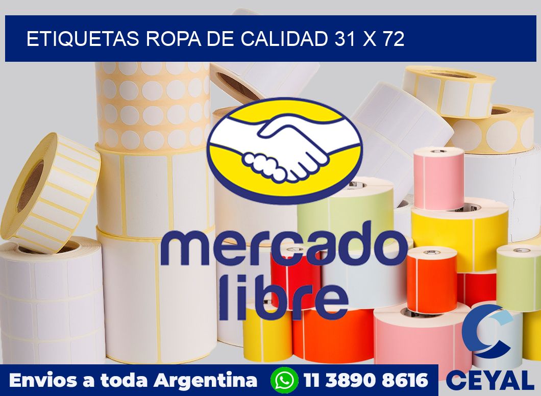 Etiquetas ropa de calidad 31 x 72