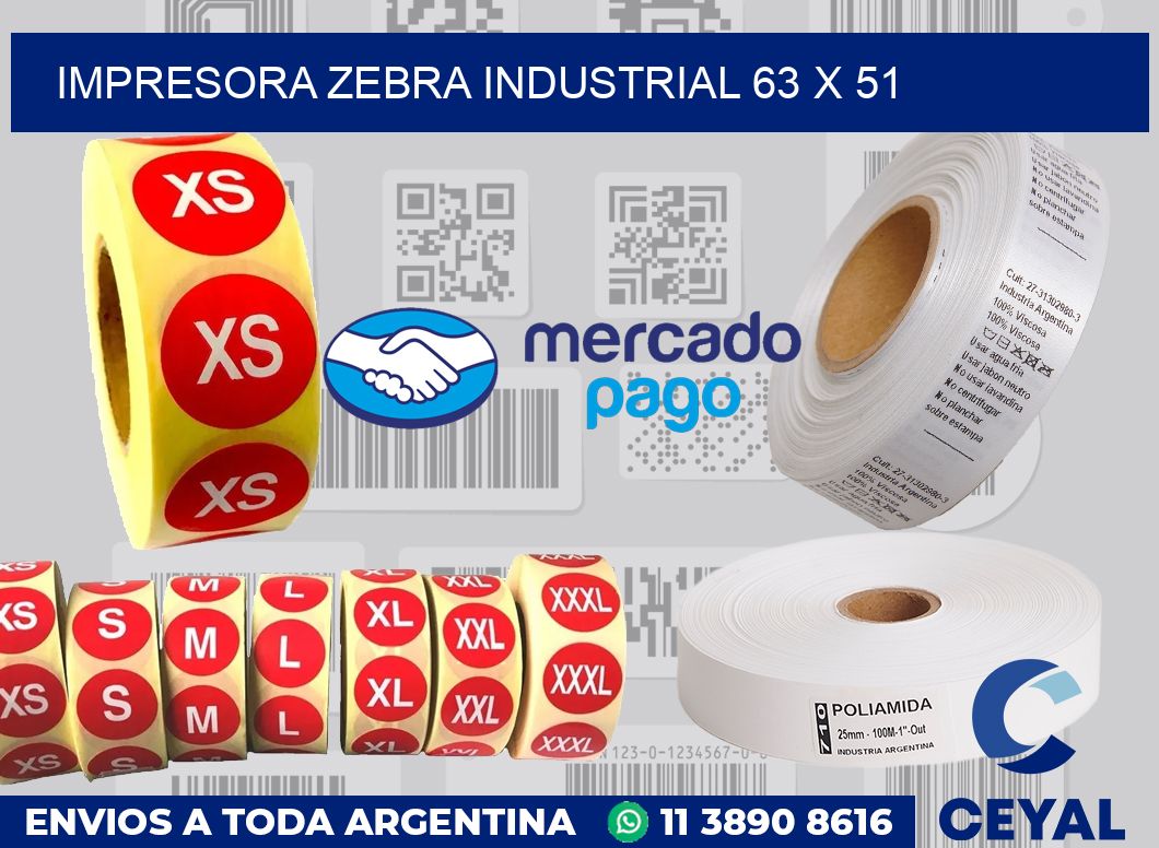 Impresora Zebra industrial 63 x 51