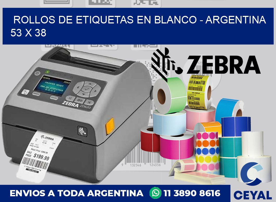 Rollos de etiquetas en blanco – Argentina 53 x 38