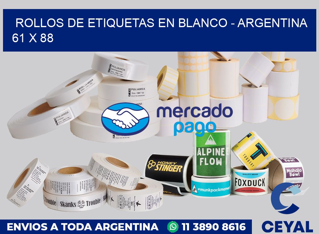 Rollos de etiquetas en blanco - Argentina 61 x 88