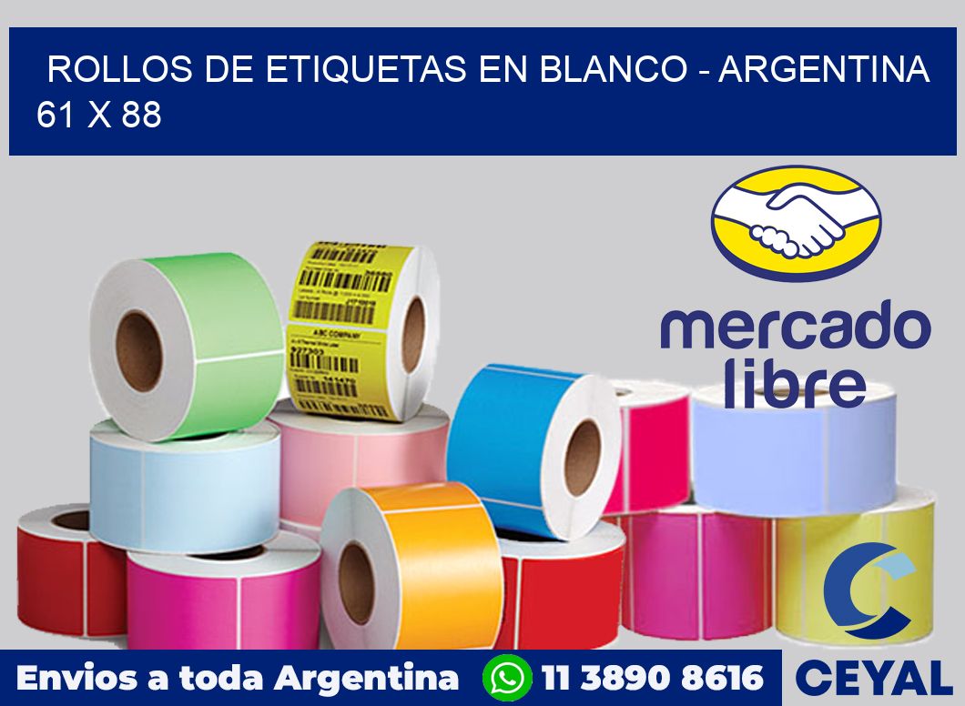 Rollos de etiquetas en blanco – Argentina 61 x 88