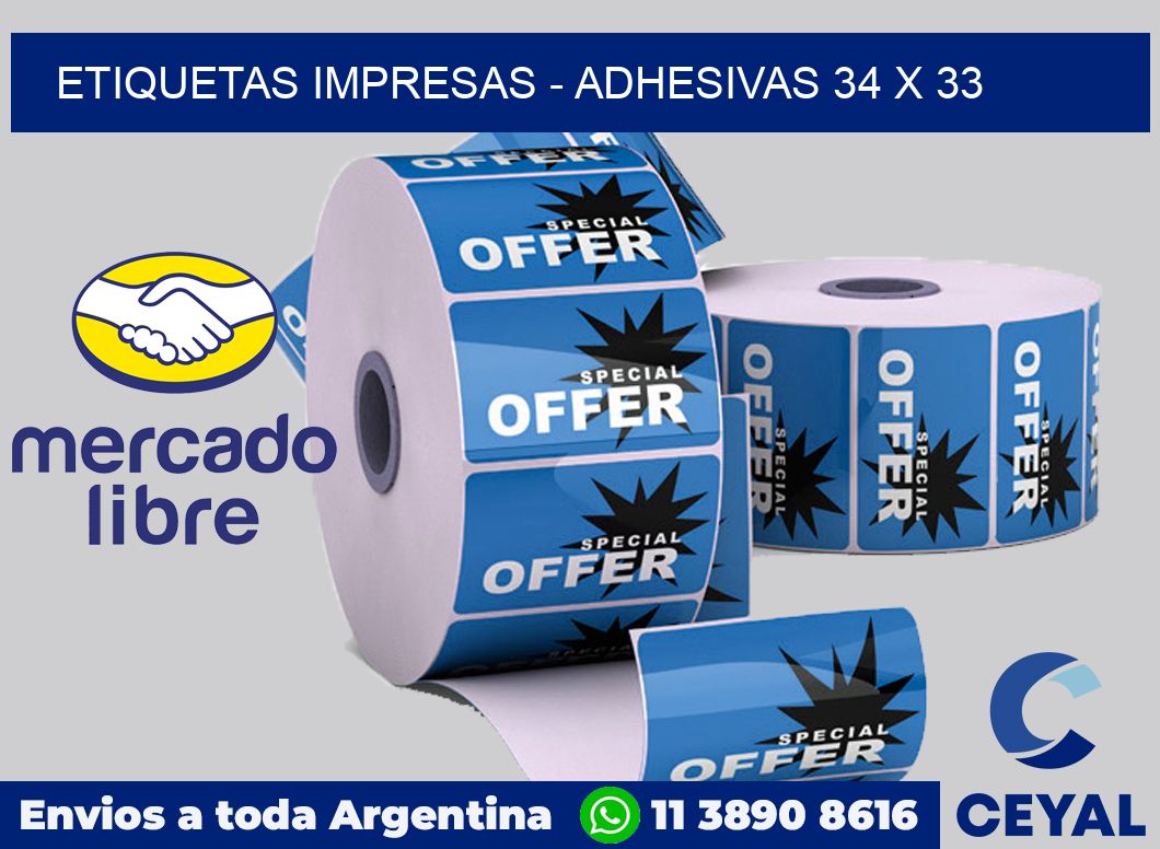 etiquetas impresas - Adhesivas 34 x 33