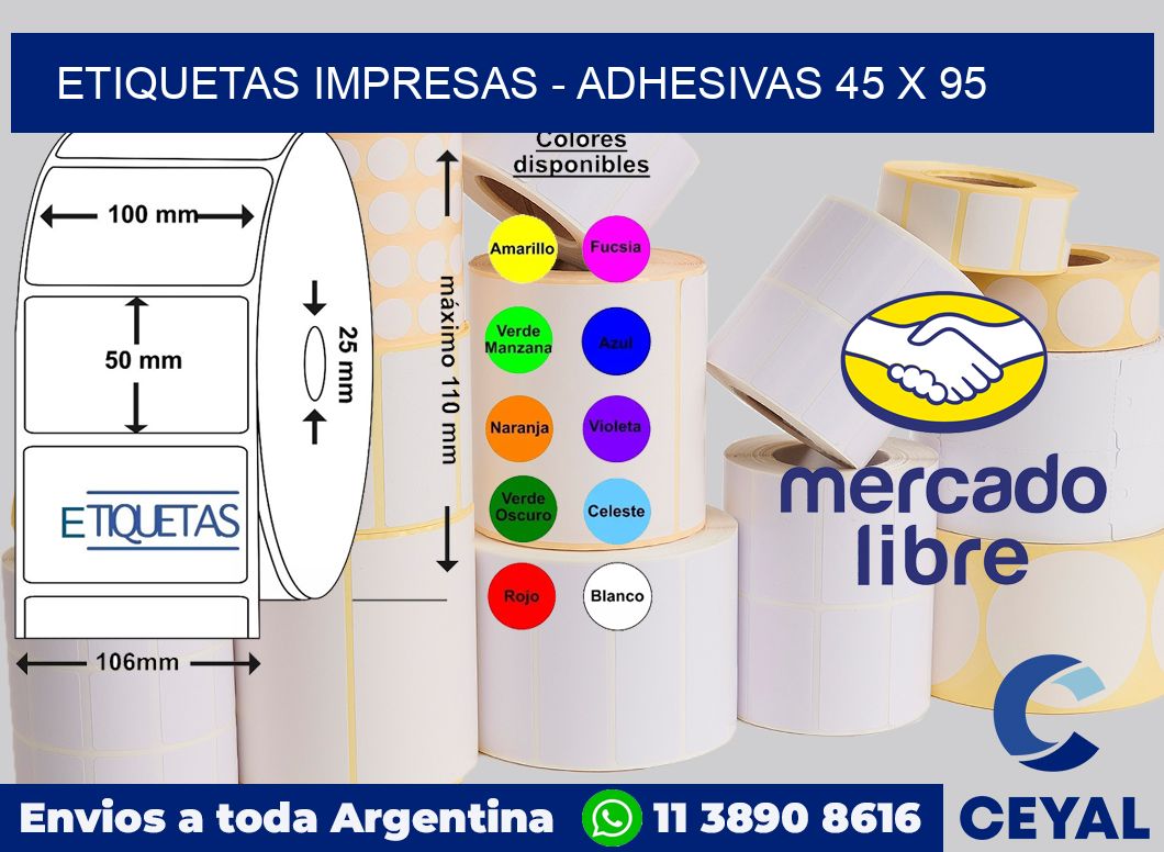 etiquetas impresas - Adhesivas 45 x 95