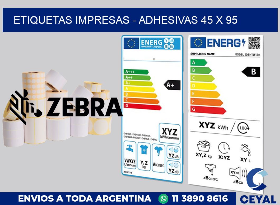 etiquetas impresas - Adhesivas 45 x 95