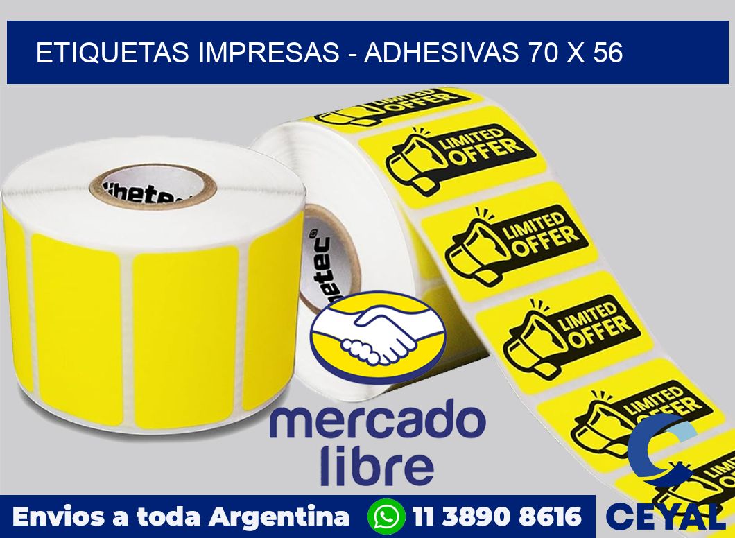 etiquetas impresas - Adhesivas 70 x 56