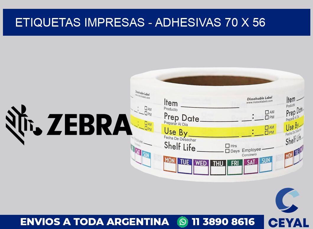 etiquetas impresas - Adhesivas 70 x 56