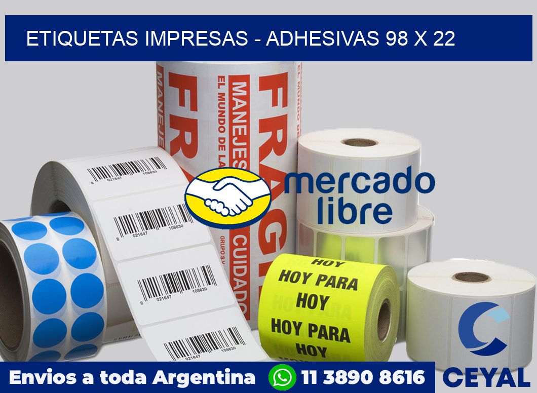 etiquetas impresas - Adhesivas 98 x 22