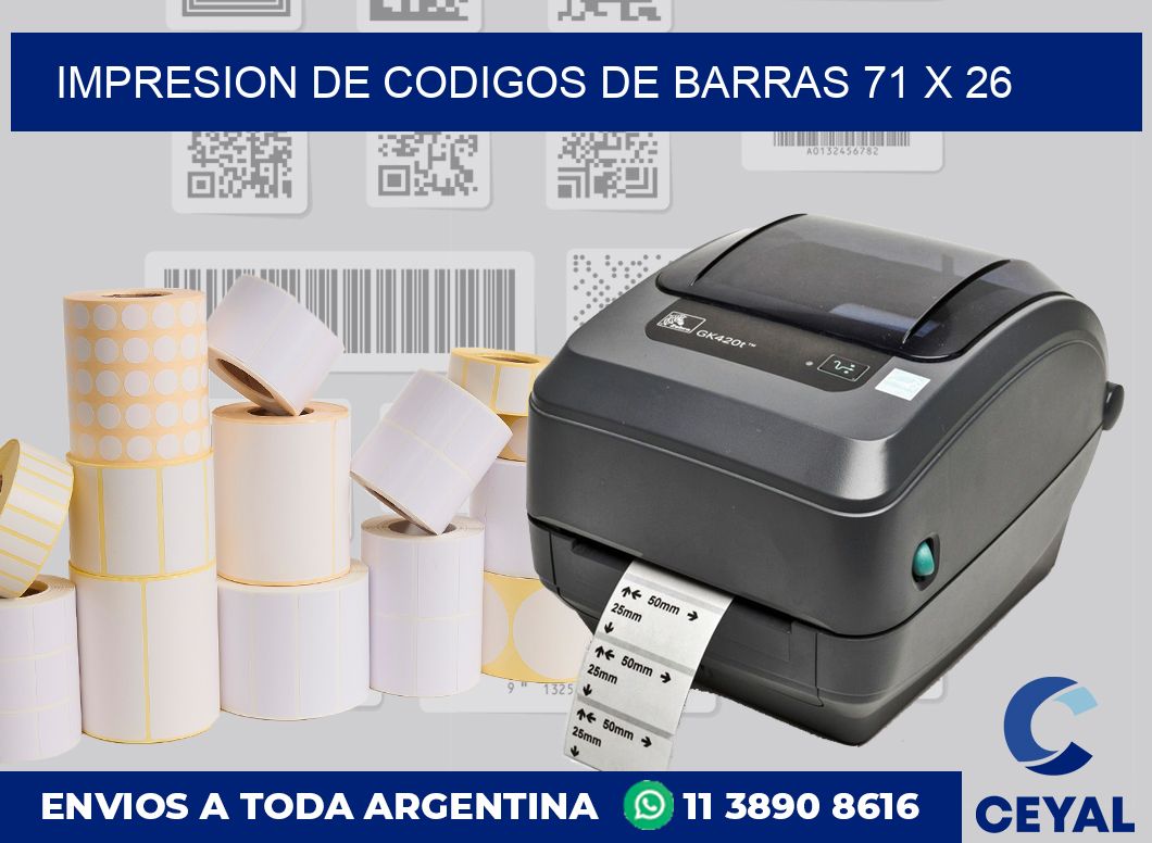 impresion de codigos de barras 71 x 26