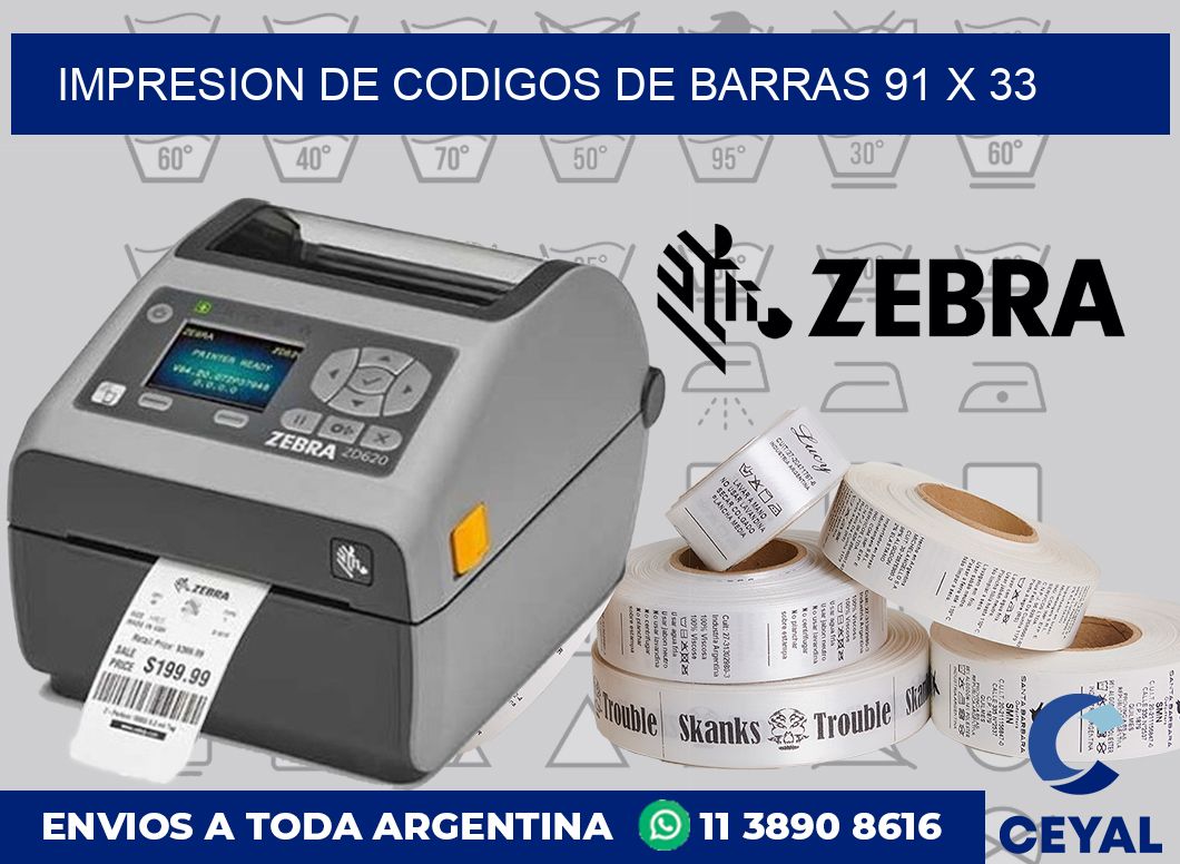 impresion de codigos de barras 91 x 33