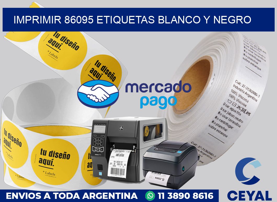 imprimir 86095 etiquetas blanco y negro