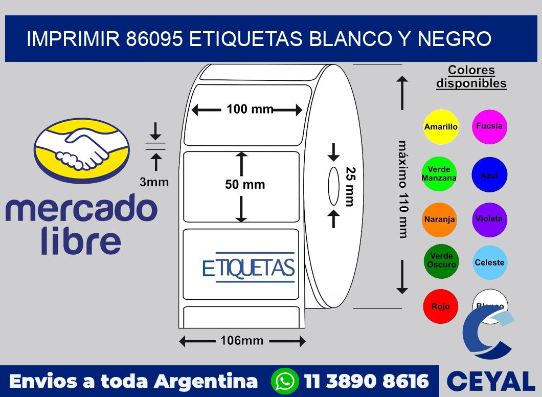 imprimir 86095 etiquetas blanco y negro