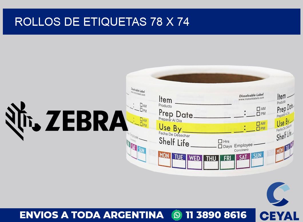 rollos de etiquetas 78 x 74