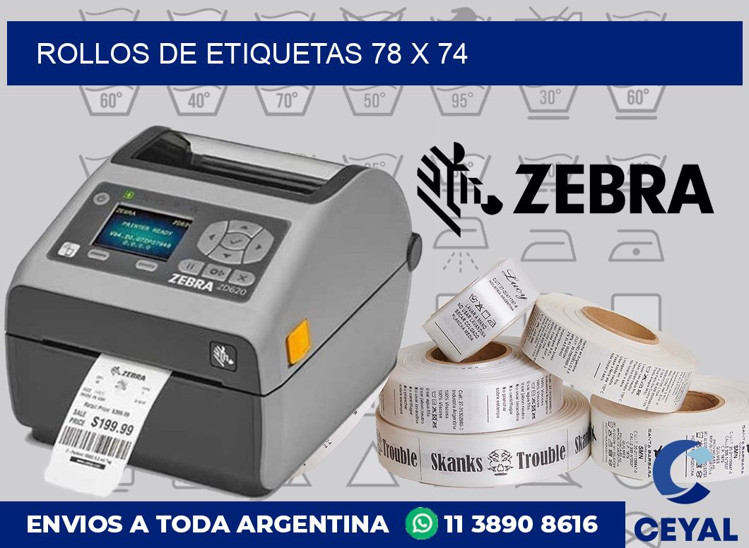 rollos de etiquetas 78 x 74