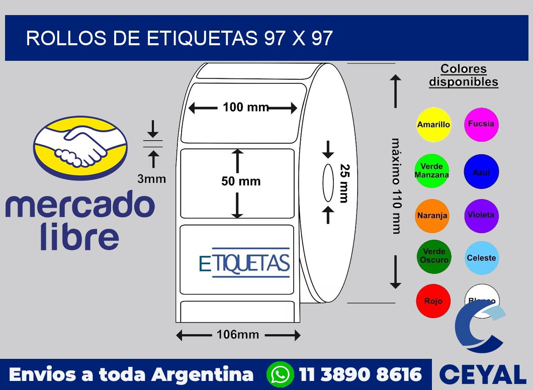 rollos de etiquetas 97 x 97