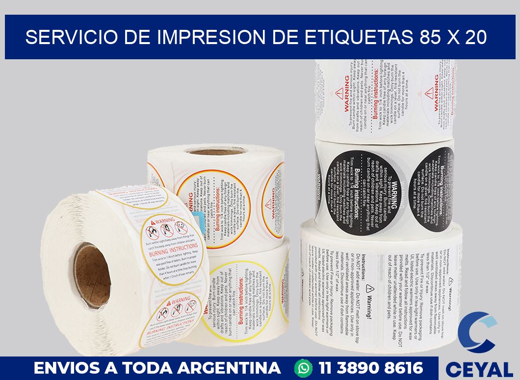 servicio de impresion de etiquetas 85 x 20