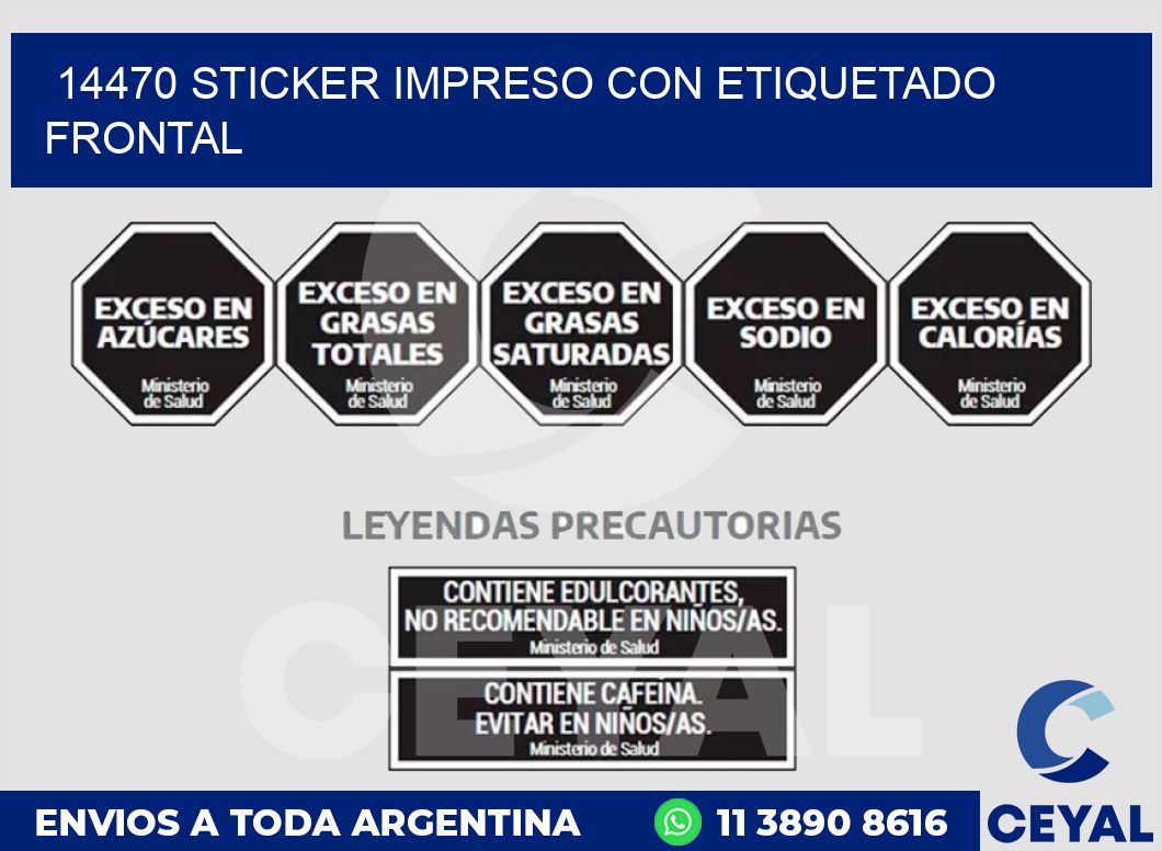 14470 STICKER IMPRESO CON ETIQUETADO FRONTAL