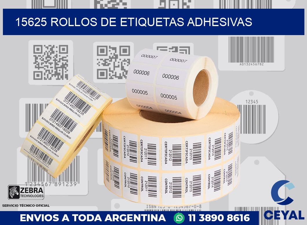 15625 ROLLOS DE ETIQUETAS ADHESIVAS