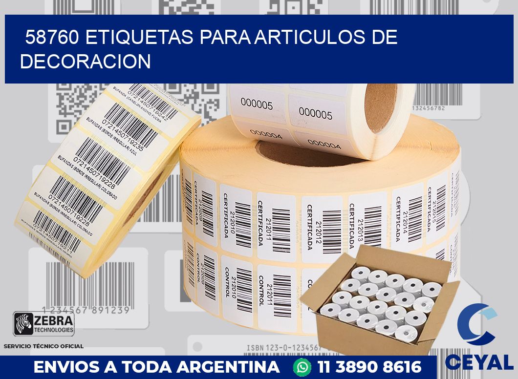 58760 ETIQUETAS PARA ARTICULOS DE DECORACION