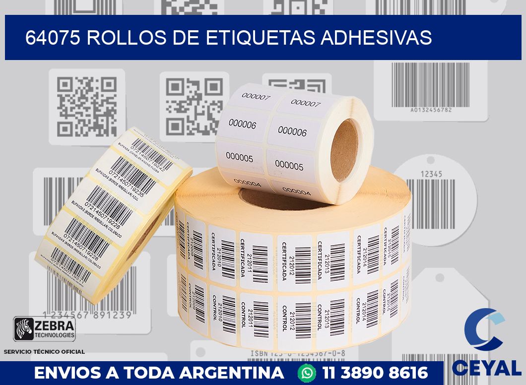 64075 ROLLOS DE ETIQUETAS ADHESIVAS