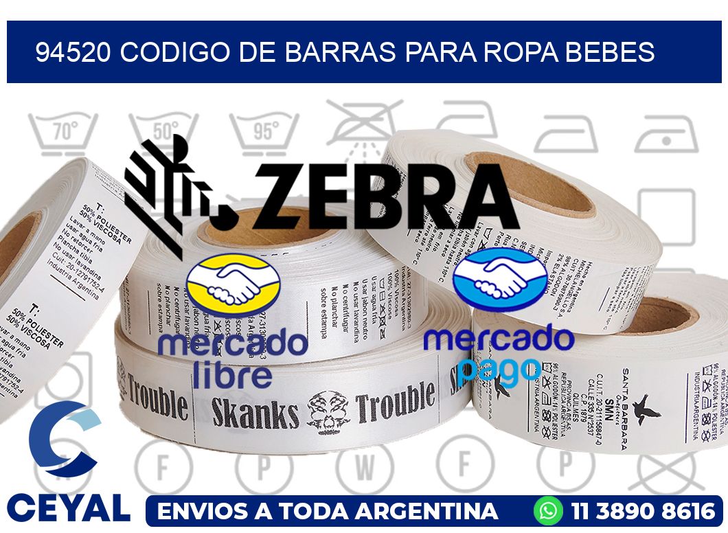 94520 CODIGO DE BARRAS PARA ROPA BEBES