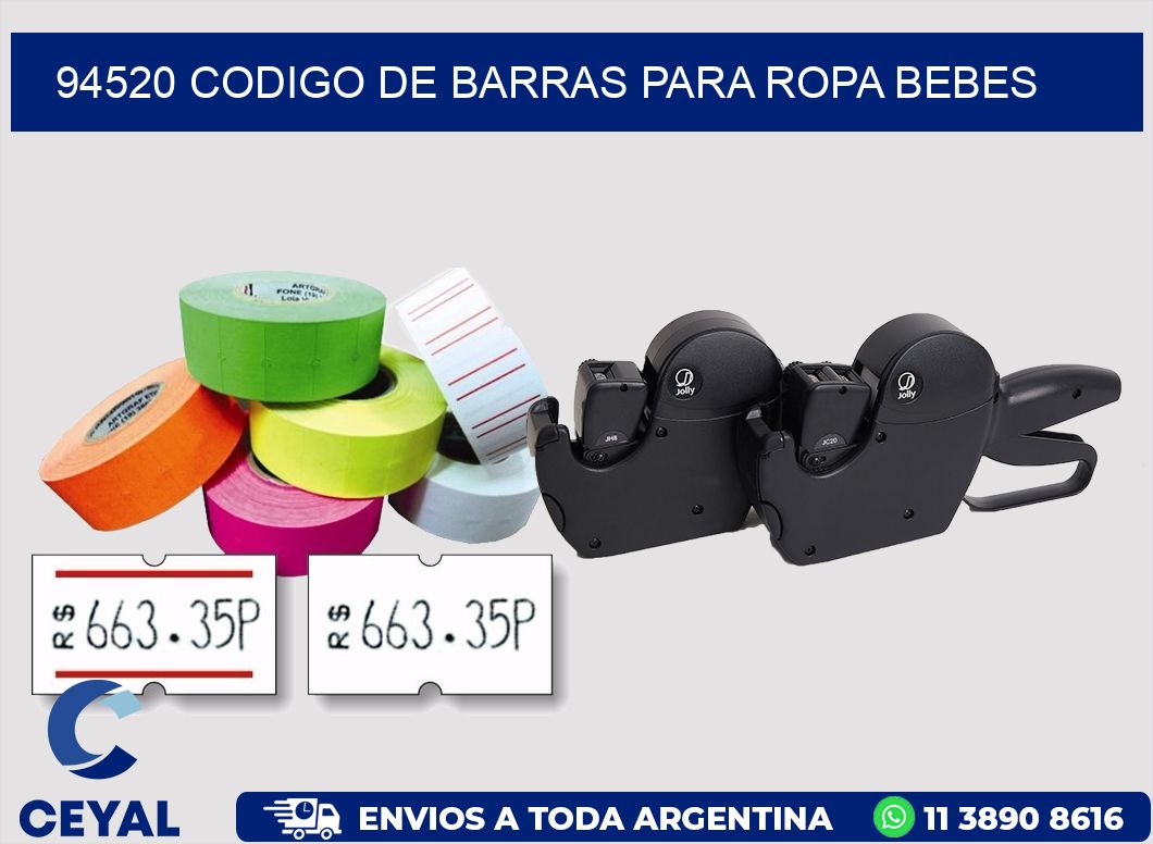 94520 CODIGO DE BARRAS PARA ROPA BEBES