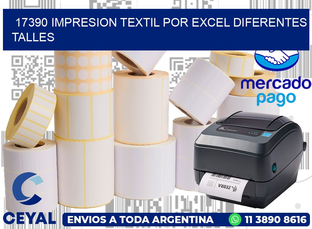 17390 IMPRESION TEXTIL POR EXCEL DIFERENTES TALLES