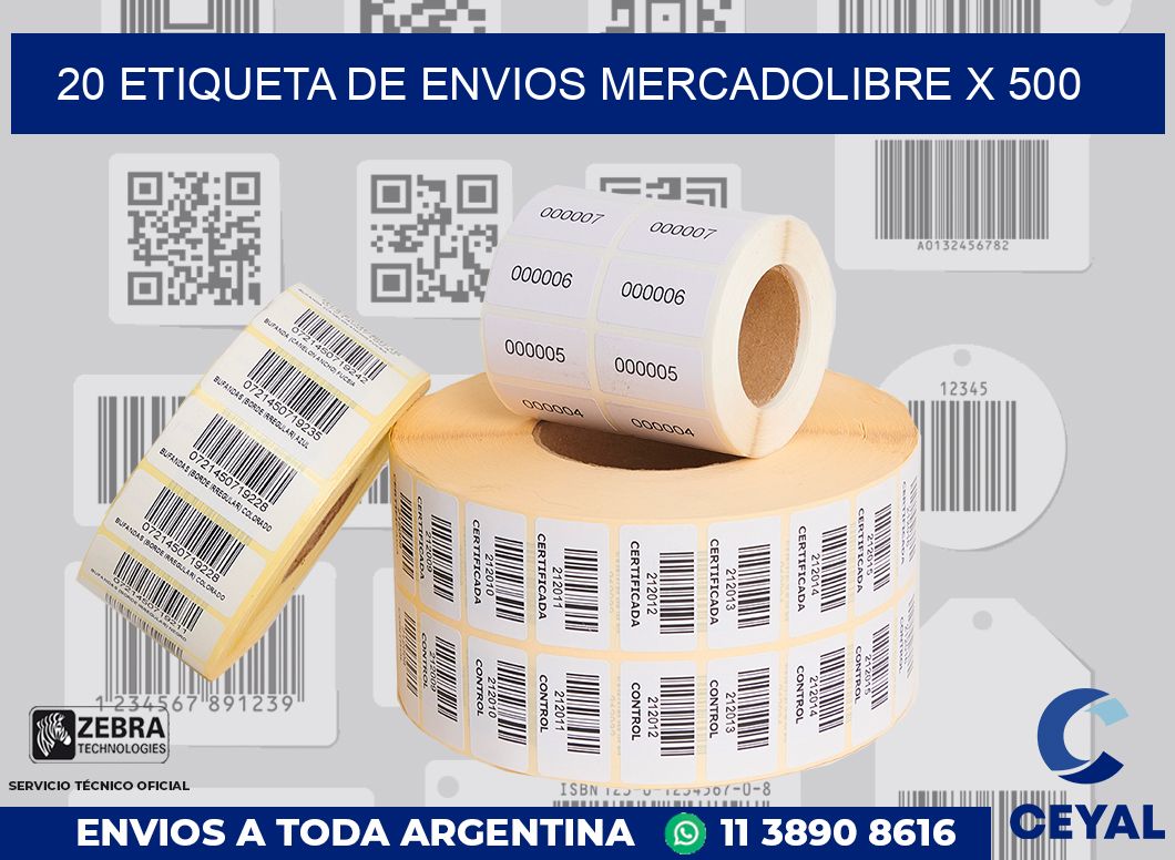 20 etiqueta de envios mercadolibre x 500