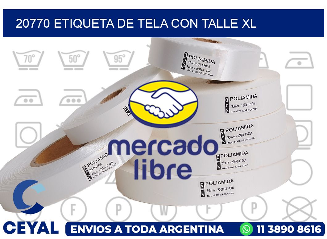 20770 ETIQUETA DE TELA CON TALLE XL