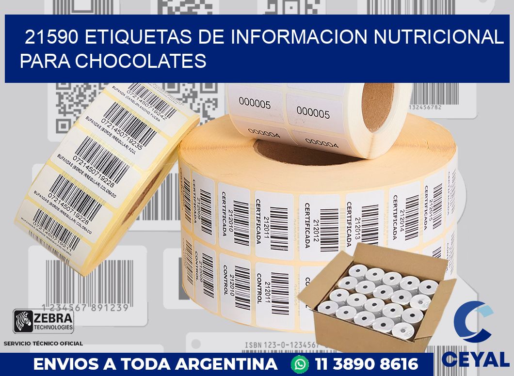 21590 ETIQUETAS DE INFORMACION NUTRICIONAL PARA CHOCOLATES